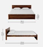 Sheesham Wood King Size Bed In Provincial Teak Finish jk dream living