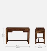 Claire Sheesham Wood Writing Table In Rustic Teak Finish jk dream living