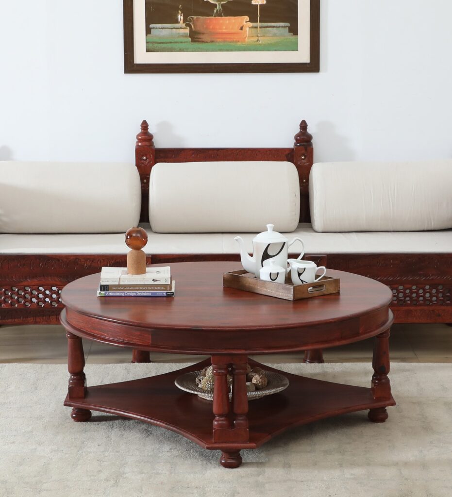 Glenmore Sheesham Wood Coffee Table In Honey Oak Finish jk dream living