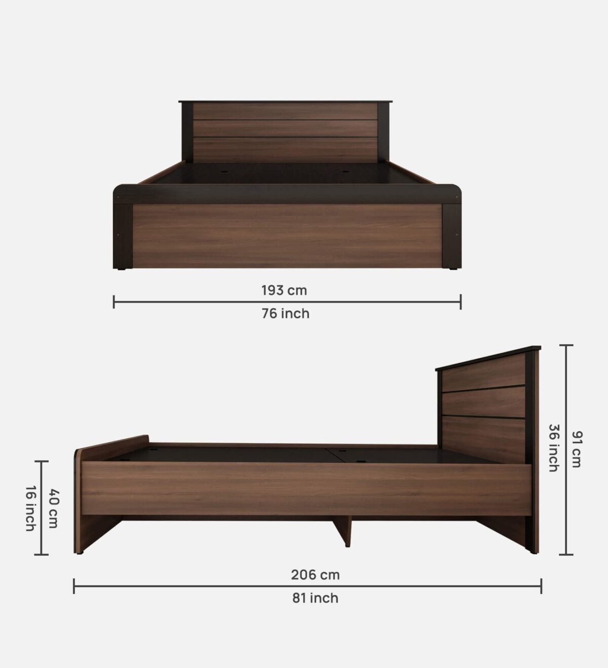 King Size Bed in Walnut & Wenge Finish JK DREAM living