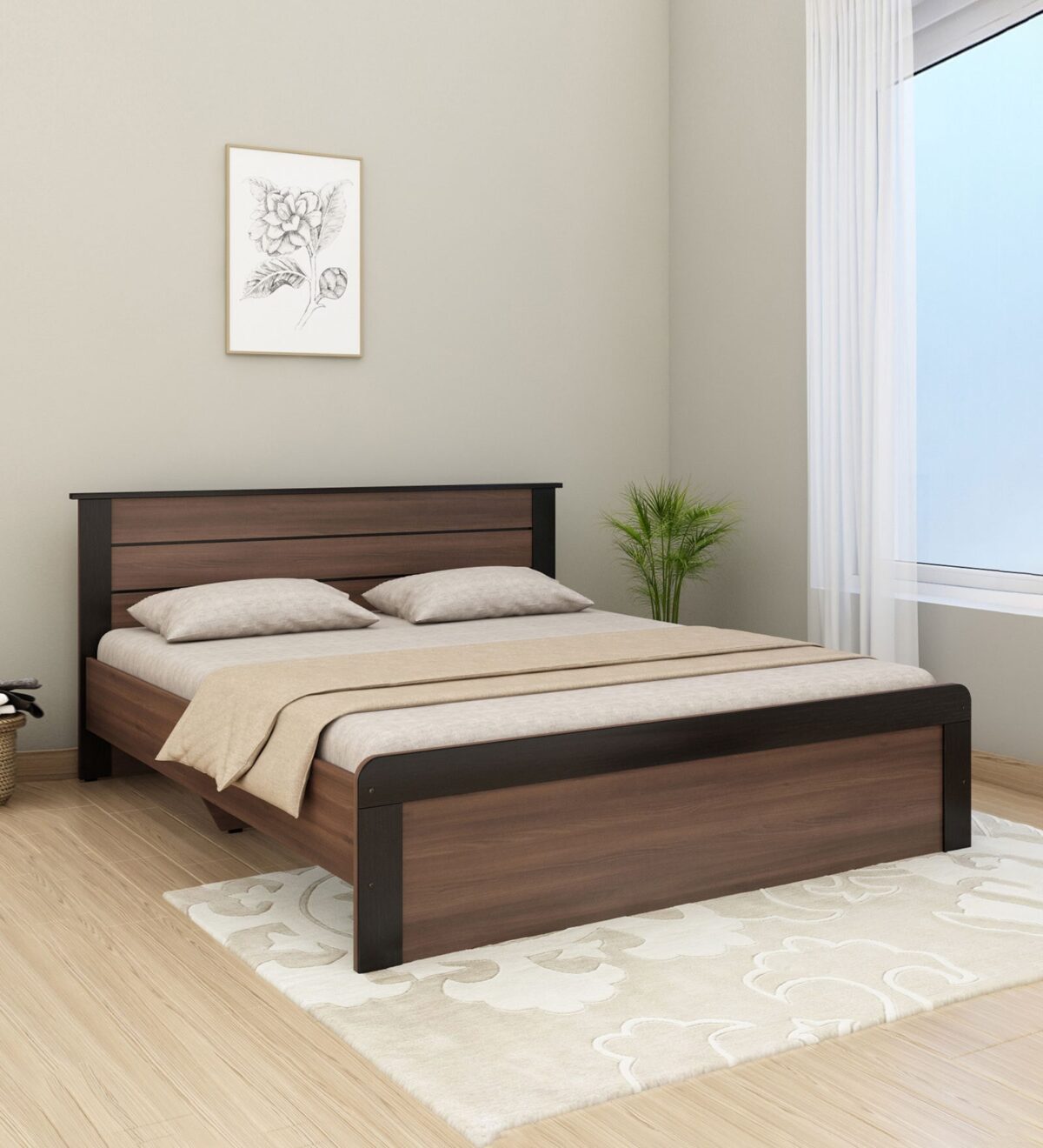 King Size Bed in Walnut & Wenge Finish JK DREAM living