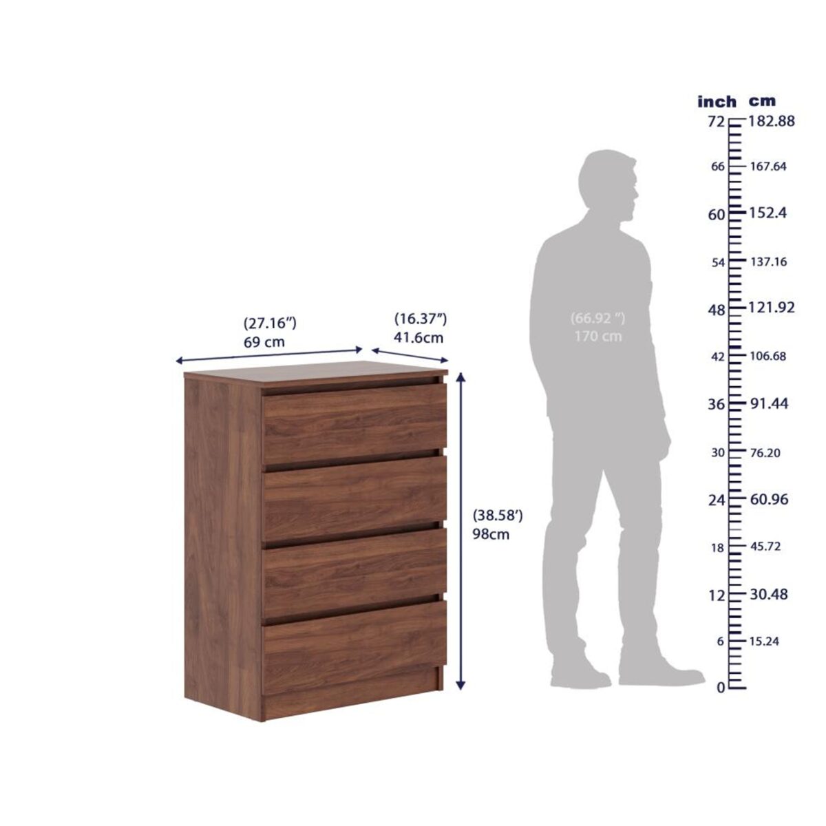 4 Drawers Chest Of Drawer Engineered wood jk dream living