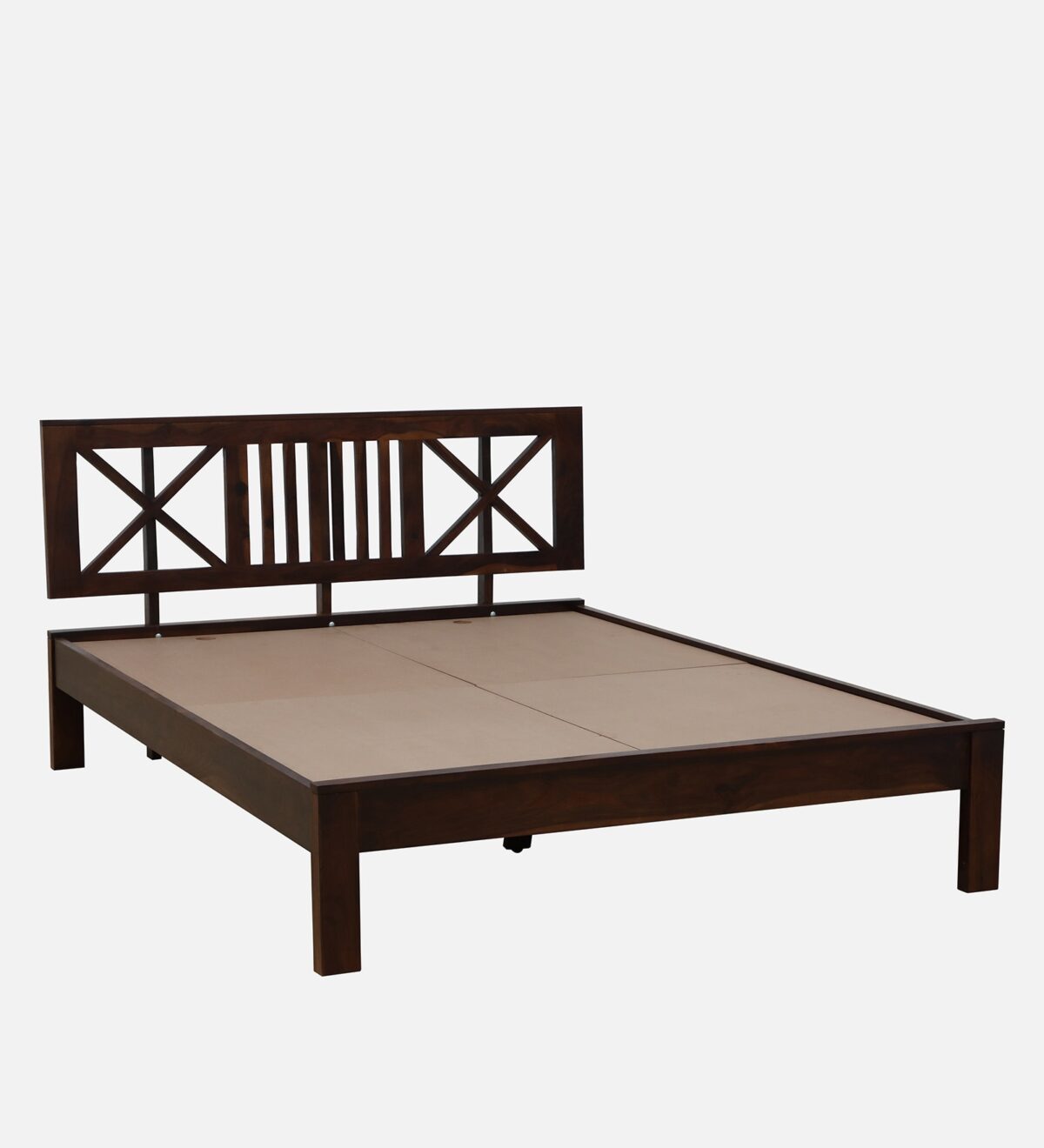 Sheesham Wood King Size Bed In Provincial Teak Finish With Headboard JK drean living