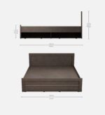 King Size Bed with Box Storage in Dark Wenge Finish jk dream living