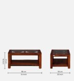 Verbania Sheesham Wood Coffee Table In Honey Oak Finish With Glass Top jk dream living