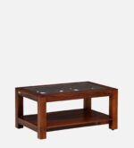 Verbania Sheesham Wood Coffee Table In Honey Oak Finish With Glass Top jk dream living