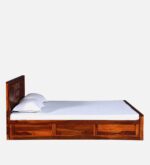 Dharohar Sheesham Wood King Size Bed In Honey Oak Finish With Box Storage JK DREAM LIVING