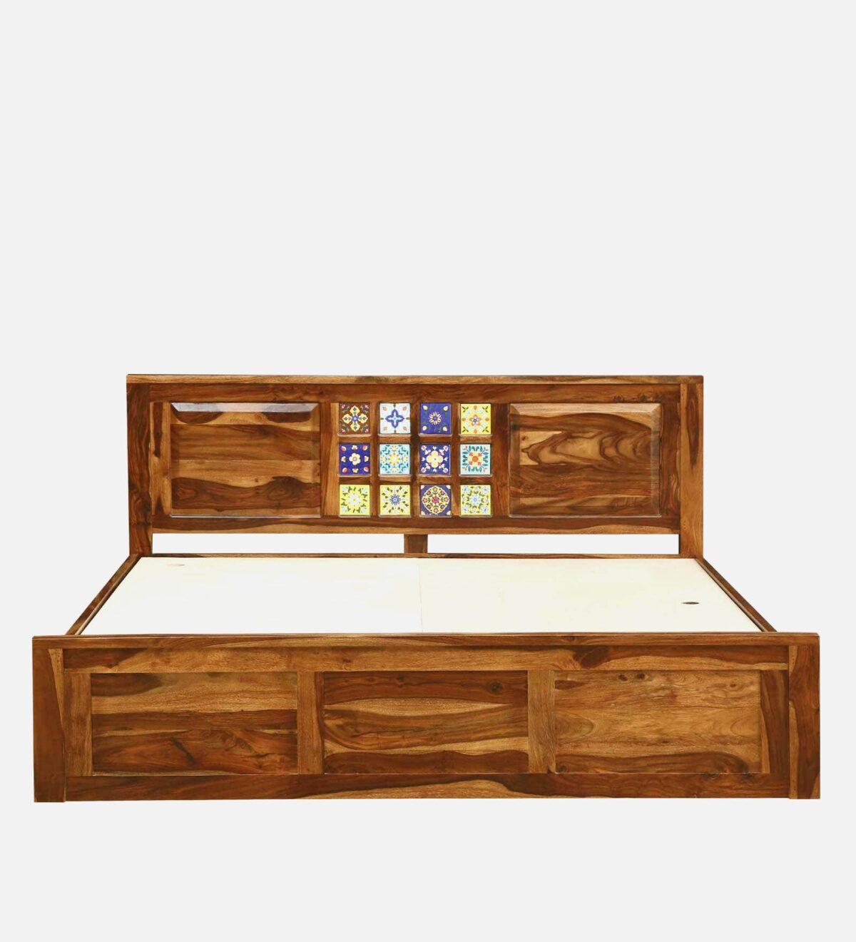 Dharohar Sheesham Wood King Size Bed In Rustic Teak Finish With Box Storage jk dream living