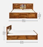 Dharohar Sheesham Wood King Size Bed In Rustic Teak Finish With Box Storage jk dream living