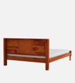 Dharohar Sheesham Wood Queen Size Bed In Honey Oak Finish jk dream living