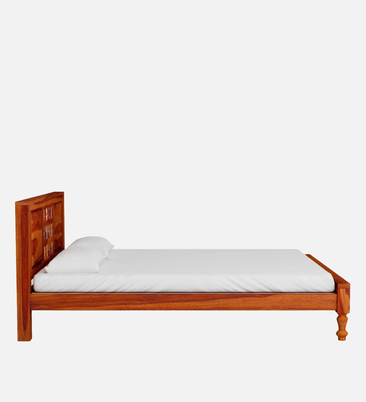 Dharohar Sheesham Wood Queen Size Bed In Honey Oak Finish jk dream living