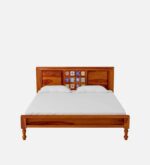 Dharohar Sheesham Wood Queen Size Bed In Honey Oak Finish jk dream living