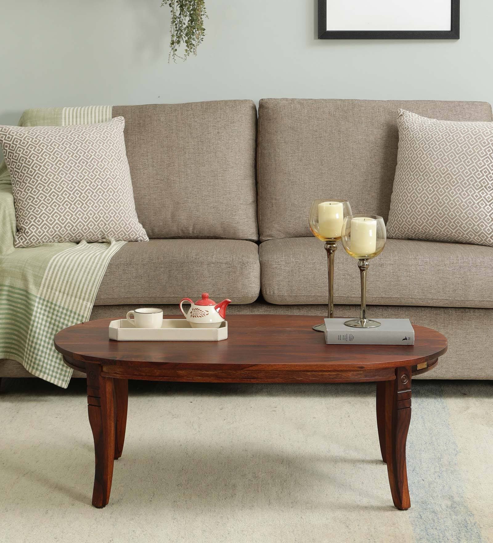 Stalley Sheesham Wood Oval Coffee Table In Honey Oak Finish jk dream living