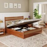 Sheesham wood King Size Hydraulic Storage Bed jk dream living