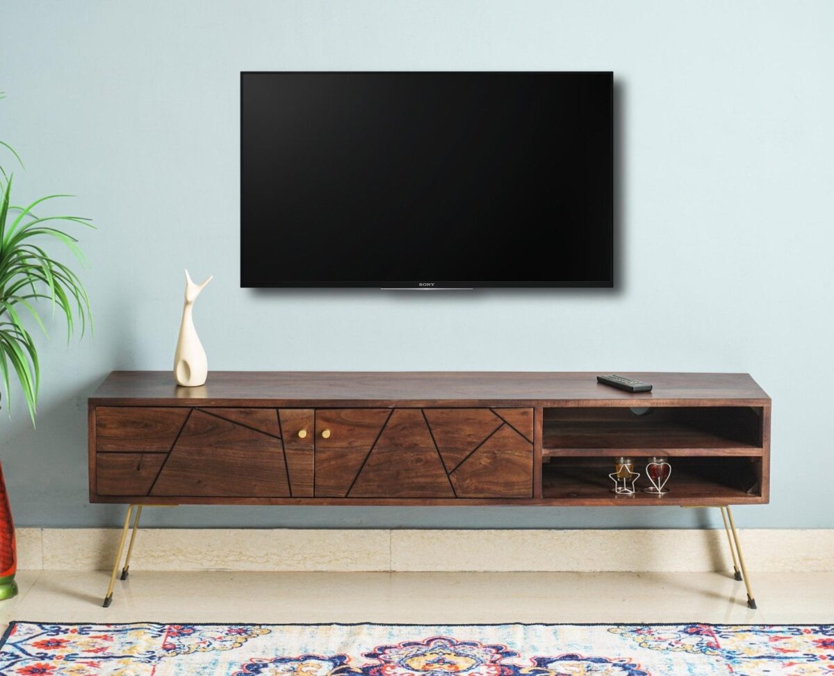 Tv Cabinet with Two Doors - Grey Finish jk dream living