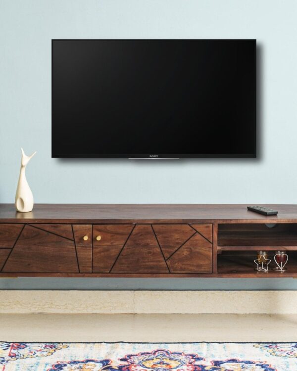 Tv Cabinet with Two Doors - Grey Finish jk dream living