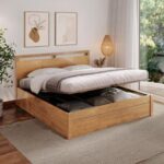 Sheesham wood King Size Hydraulic Storage Bed jk dream living