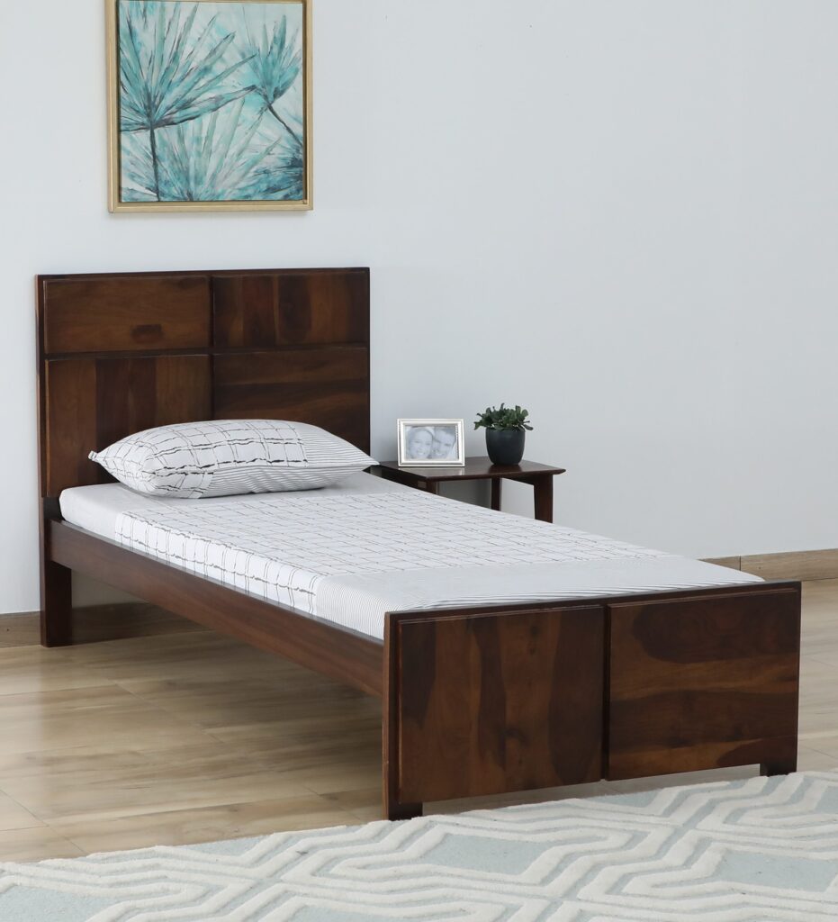 Sheesham Wood Single Bed In Provincial Teak Finish jk dream living