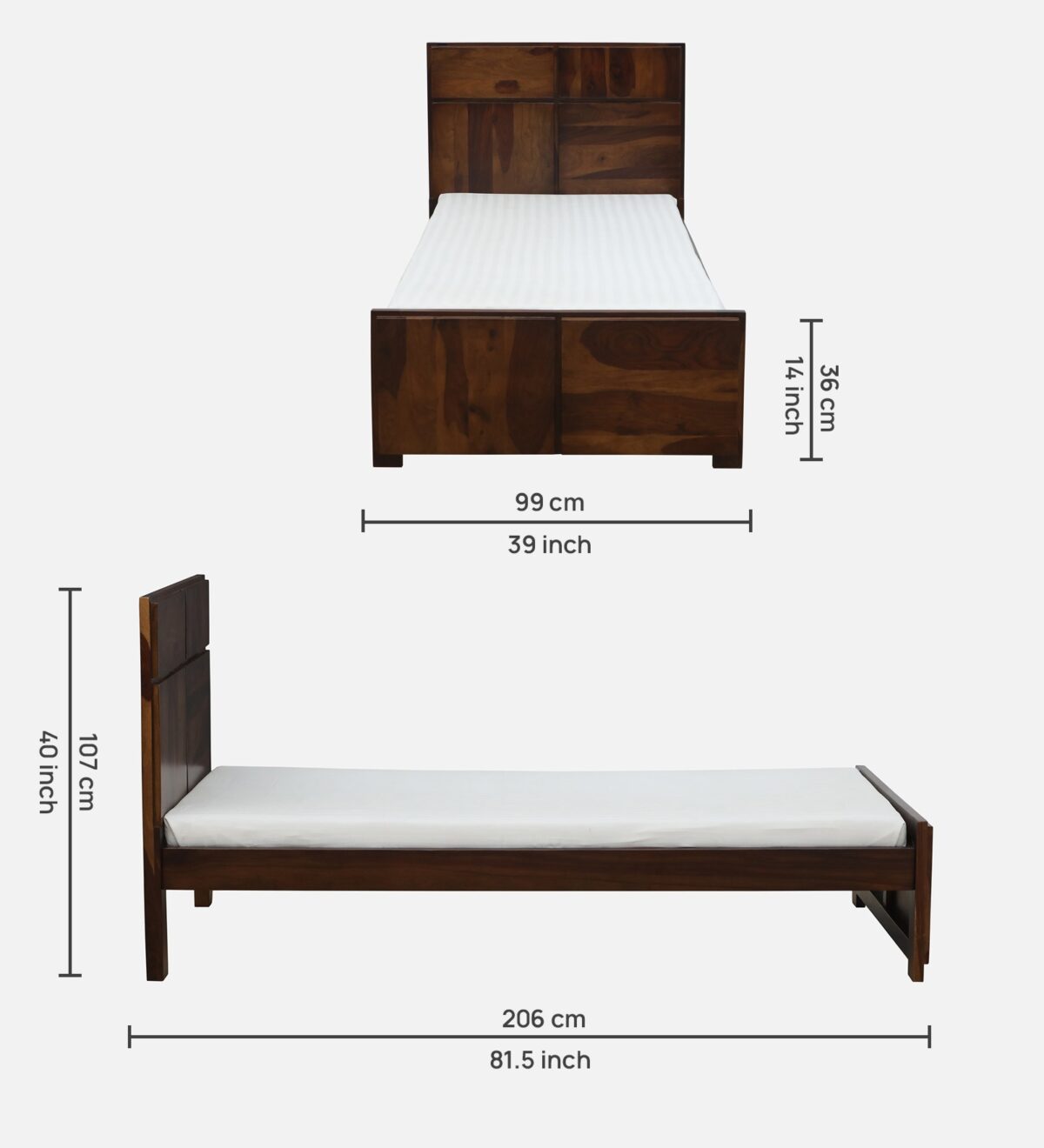 Sheesham Wood Single Bed In Provincial Teak Finish jk dream living