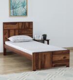 Sheesham Wood Single Bed In Rustic Teak Finish jk dream living