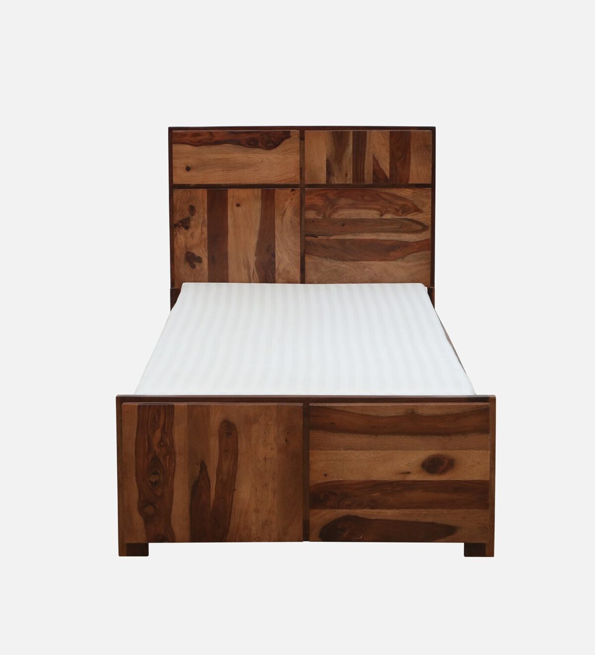 Sheesham Wood Single Bed In Rustic Teak Finish jk dream living