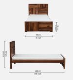 Sheesham Wood Single Bed In Rustic Teak Finish jk dream living