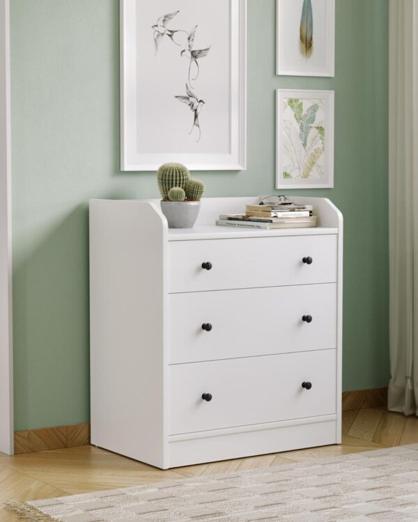 White Engineered Wood Chest of Drawer with 3 Drawers jk dream living