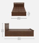 Sheesham Wood Queen Size Bed In Golden Brown Colour With Hydraulic Storage jk dream living