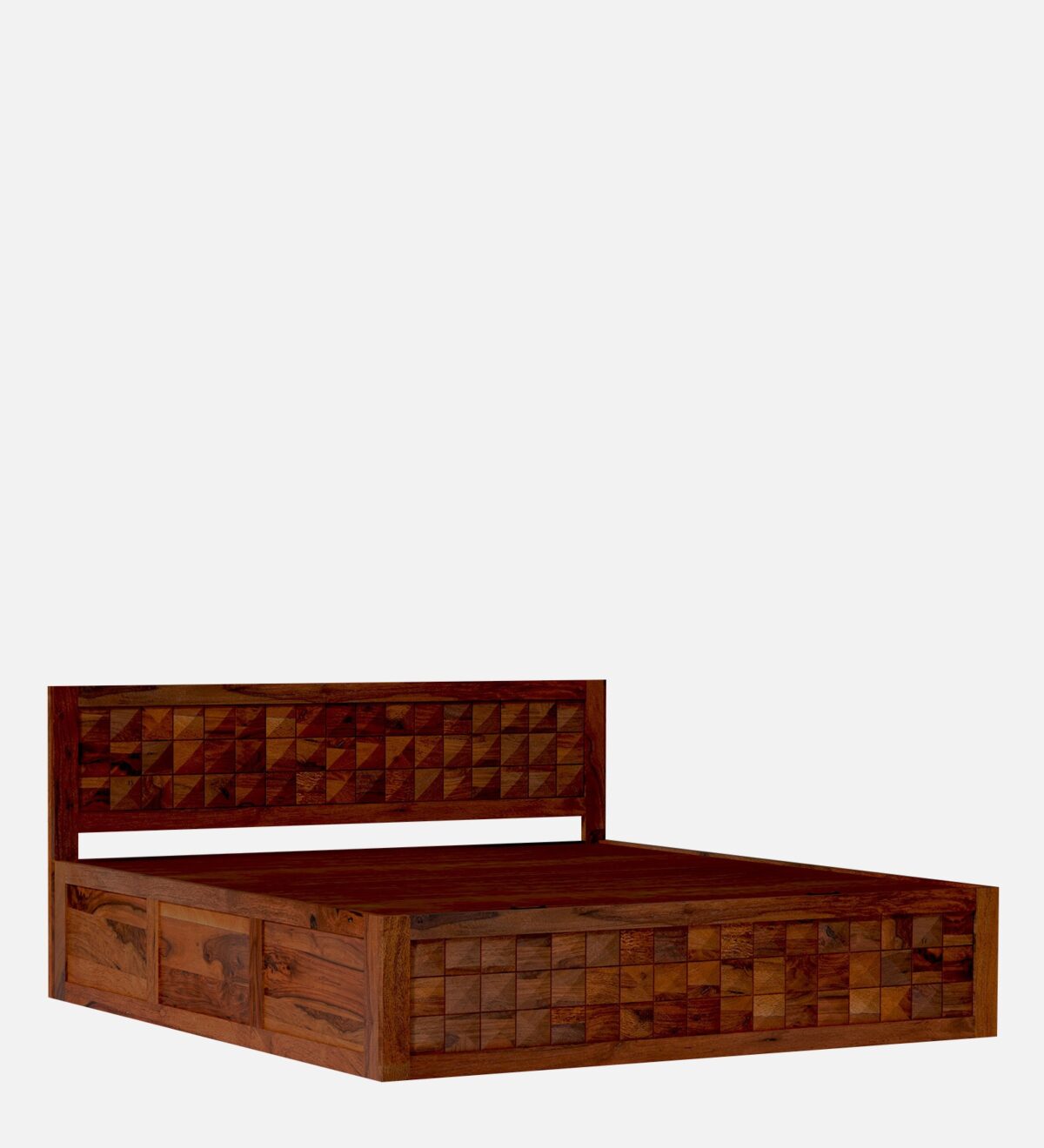 Diamond Sheesham Wood King Size Bed in Dark Brown Colour with Hydraulic Storage jk dream living