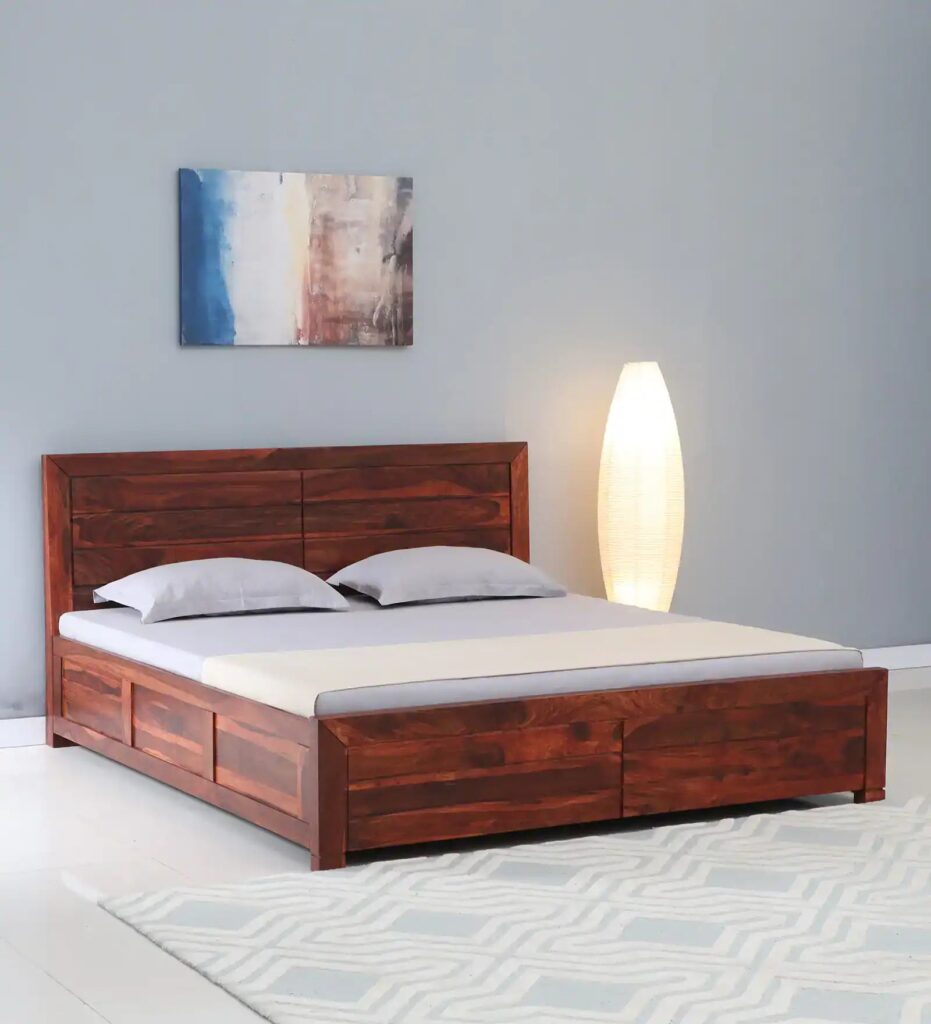 Moscow Natural Sheesham Wood Bed