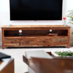 Tv unit with four drawers made of solid sheesham wood jk dream living