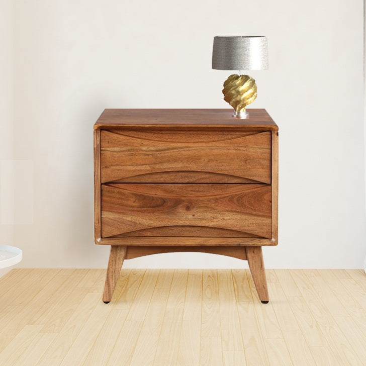 solid sheesham wood Bedside table with two drawers by jk dream living